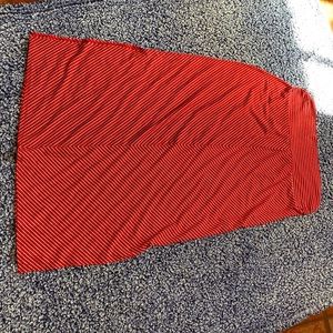 Red with white pinstripes maxi skirt